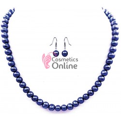 Colier cu cercei AS24XX Argintiu cu perle sidefate Midnight Blue